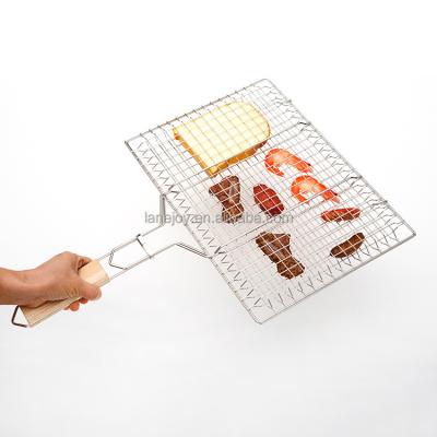 China Lanejoy Stainless Rectangular Grilling Basket Grill Net Non Stick Dustproof BBQ Meat Roast Chicken Fish Grilling Net for sale