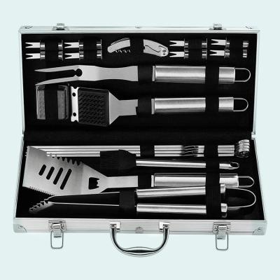 China Dustproof Custom BBQ Accessories 20pcs BBQ Grill Tool Kit With Aluminum Case for sale