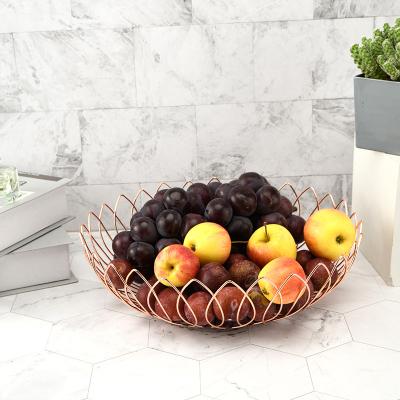 China New Year Luxury Stainless Steel Fruit Basket Metal Rectangle Gold Round Nordic Creative Viable Black Gold Wire Mesh for sale