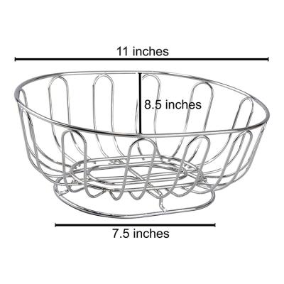 China Lanejoy Viable Commonly Used Models Polished Round Bowl Shape Metal Fruit Basket Stainless Steel Bread Basket for sale