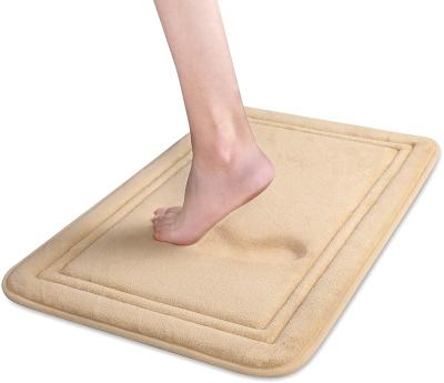 China Cheap Viable Soft Comfortable Absorbent Floor Mats Flannel Memory Foam Sponge Anti-Slip Bath Mat for sale