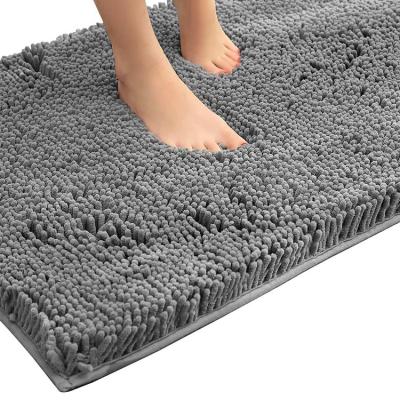 China Sustainable Bathroom Covers Non Soft Slip Shaggy Absorbent Water Washable Chenille Bath Mats for sale