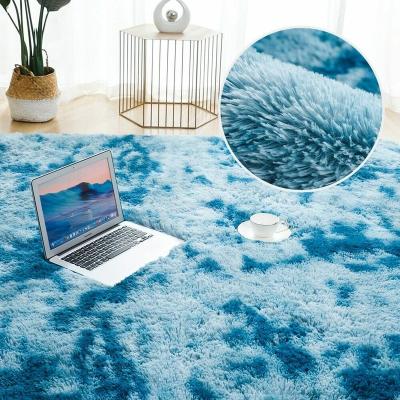 China Modern Washable Custom Size Shaggy Area Rugs For Living Nordic Blue Cozy Room for sale