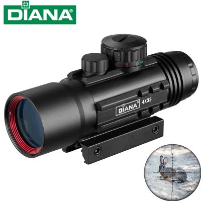 China DIANA 4X33 Green Dot Sight Scope Tactical Optics Red Riflescope Fit 11mm 20mm Rail Rifle Squares for Hunting FW1-NHD363 for sale