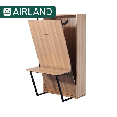 China Modern Full Size Hidden Vertical Folding Wooden Space Saving Air-Land Foldable Murphy Wall Bed With Desk for sale