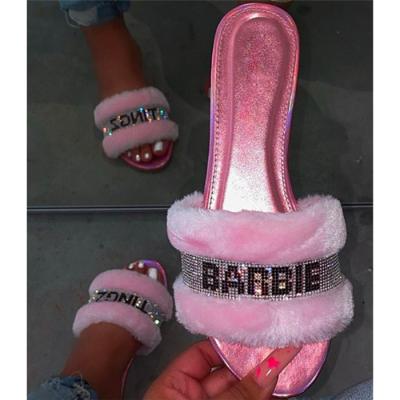 China Stylish Flat Sandals Women Shoes Ladies Shoes Flat Slipper Wholesale Fur Slides for sale