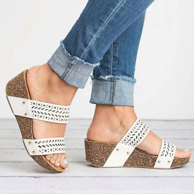 China Anti-Slippery Stable Quality Cool Design Wedge Shoes Latest Fashion Popular Sandal Women Slippers for sale