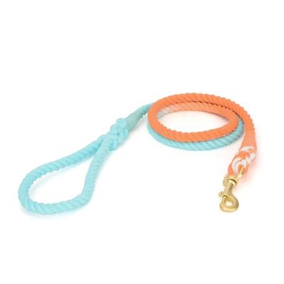 China Quick Release Durable Cotton Braided Dog Leash Ombre Shape Attractive Design Braided Rope Dog Leash for sale