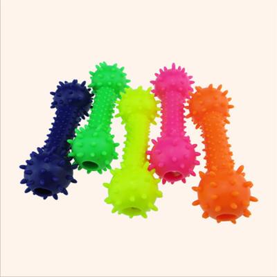 China CHENG YI Viable Pet Toys Thorn Barbell Shape Dog Cat Rubber Chew Molar Teeth Bite Resistant Game Toy for sale