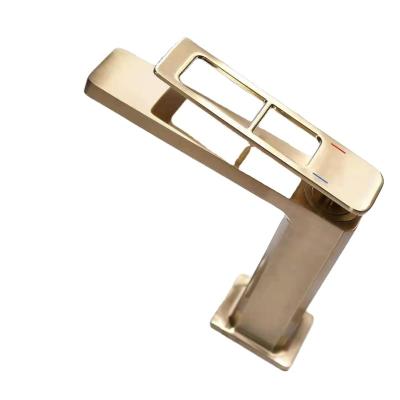 China Thermostatic Faucets Yellow and Black Color Single Handle Water Faucet Brass Deck Mounted Bathroom Sink Basin Faucet for sale