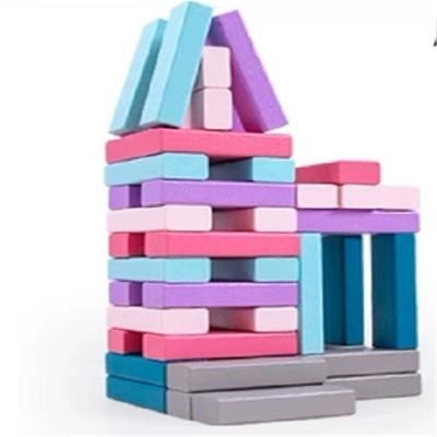 China Hand-eye Coordination 48 High Balance Building Block Wood Grain Stacked Puzzle Toy for sale