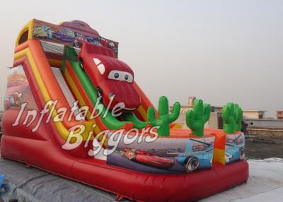 China Orange Car Carton Kids Inflatable Slides Rentals For Kindergarten Amusement for sale