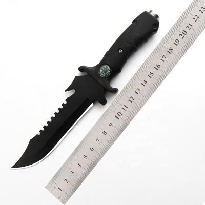 China Factory Outlet Free Sample Non-changeable Fixed Blade Outdoor Hunting Knife For Amazon Hot Sale Camping Adventure Survival Knife With Compass for sale