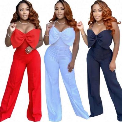 China Anti-wrinkle POLLY Fashionable 2021 Summer Solid Color Halter Invisible Zipper Loose Women's Slim Overalls for sale