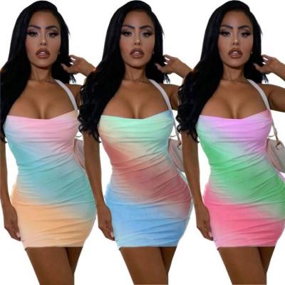 China POLLY New Arrival Sexy Anti-Static 2021 Summer Women Casual Thin Tie Dye Bodycon Dresses for sale