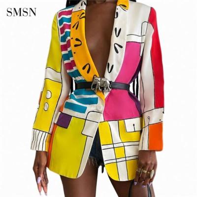 China POLLY New Trendy Autumn Winter Breathable Long Sleeve Fashion Casual Coat For Women PRINT Multicolor Nightclub Jackets And Coats for sale