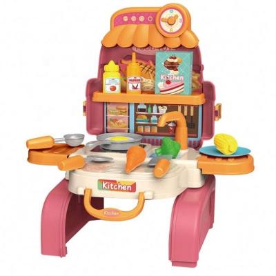 China Modern Safe Plastic Simulation Kitchen Set Toy Cooking Game School Bag Chefs House Play Toys for sale