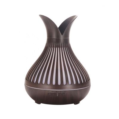 China LED Essential Oil Diffusor Air Humidificador Diffuser 400Ml Wooden Colorful Ultrasonic Grain With Led Light for sale