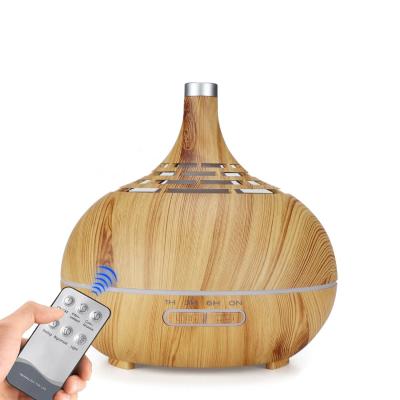 China Factory Price RV 400Ml Grain Remote Control Wooden Essential Oil Diffuser Ultrasonic Rc Humidifier for sale