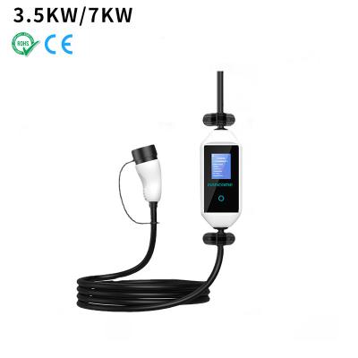 China Portable ev charger type 1 EV Fast Charging 7KW  Electric Car Charger with Control box 5 meters Cable 238mm*98mm*53mm for sale