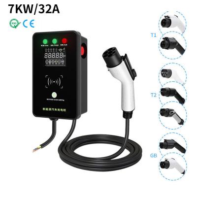 China ac 7 11 kw ev charge ocpp app controller ip65 wall ev charger box designed manufacturer 32a type 2 ev charger evse wallbox 22kw NCAB040701-001 for sale