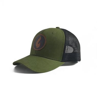 China Wholesale Custom Mens Army Green Richardson Curved Brim Trucker Hats 112 Panel Mesh Caps Leather Patch Logo 6 JOINT for sale