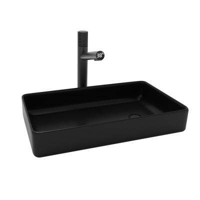 China easy clean & soft & Soft Fashionable Ceramic Countertops Bathroom Sink Ceramic Black Matte Lavatory Sink for sale