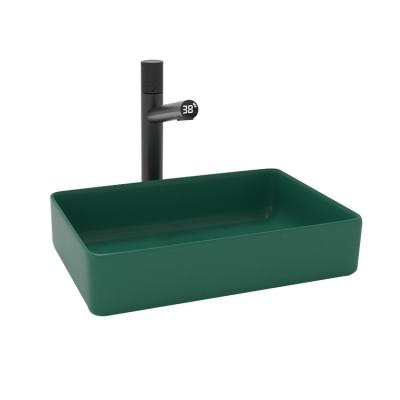 China easy clean & soft & Smooth High Temperature Firing Green Ceramic Square Matte Countertops Bathroom Sink for sale