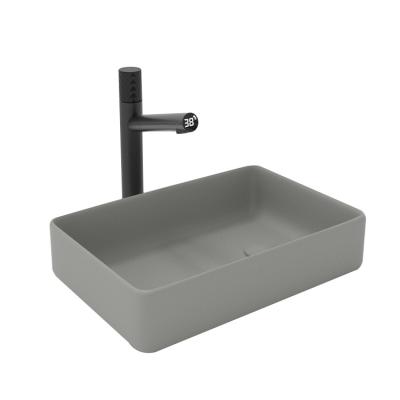 China easy clean & soft & Modern Art Smooth Popular Basin Square Matte Hand Washing Ceramic Countertop Basin For Bathroom Table Top for sale