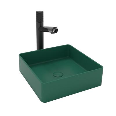 China easy clean & soft & Soft High Quality Sanitary Ware Chinese Green Wash Basin Manufacturer Square Bathroom Sink for sale