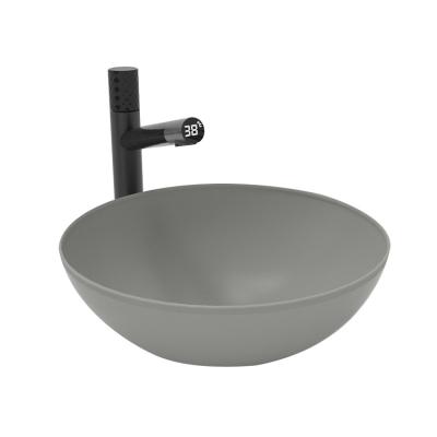 China easy clean & soft & Soft Luxury Modern Round Table Top Art Ceramic Matte Gray Bathroom Sink for sale