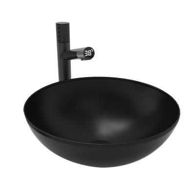 China easy clean & soft & Bathroom Sink Soft Round Sanitary Ware Manufacturer Art Ceramic Black Sink for sale