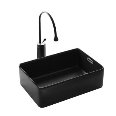 China easy clean & soft & Good Selling Soft Modern Simple Black Sink Basin Furniture Cabinet Bathroom Vanity Set for sale