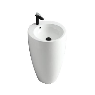 China easy clean & soft & Wholesale Cheap Modern Sanitary One Piece Round Bathroom Hotel Hand Wash Pedestal Pedestal Sink Ceramic Sink Ceramic Basin Smooth Free Shipping for sale