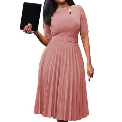 China Anti-wrinkle temperament of 2021 summer plus size fashion pleated skirt a-line women's clothing for sale