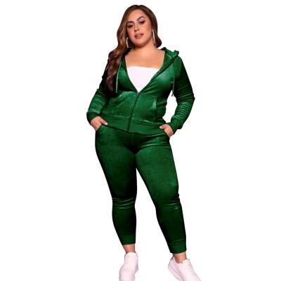 China 2021 Plus Size Women Velvet Solid Color Sustainable Jogger Set Women Sportswear Ladies 2 Piece Set Women for sale