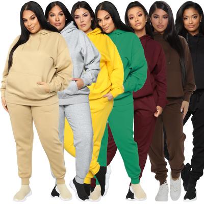 China S-5XL Breathable Long Sleeve Women's Pullover Hoodies Pockets Jogging Long Pants 2pc Set Women for sale