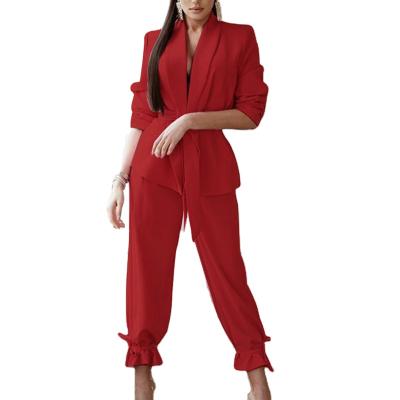 China Breathable clothing 2021 new Amazon AliExpress European and American women's pure color casual two-piece suit for sale