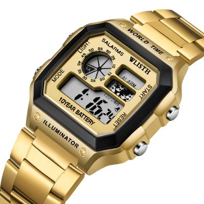 China 2021 new steel band day/date 2021 men's watch business square electronic watch foreign trade watch border wholesale for sale