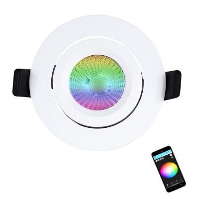 China Round Shape Plastic Smart RGB Led Downlight Wifi RGB Led Downlight Milight RGB CCT Led Downlight for sale