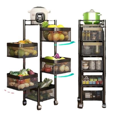 China Living Room Bathroom Kitchen Kitchen Rotating 360 Degree Rotating Floor Standing Rack Vegetable Or Fruit Basket Storage Multilayer Corner Rack for sale