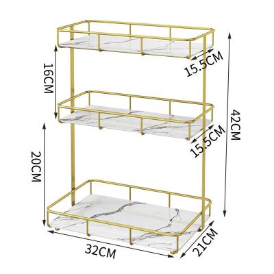 China Nordic Luxury Cosmetic Desktop Multi-Layer Rack Storage Box Holder Bathroom Shelf Gold Cosmetic Shelves Viable Storage for sale