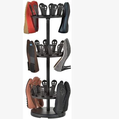 China Traditional Shoe Tree Rack 3 Row Free Standing Shoe Shaft Shoe Holds 18 Pairs for sale