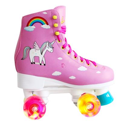 China Kids Quad Skates Outdoor Kids Roller Skate Shoes Wholesale For Child With All Wheel Light Up Girls Roller Skate Outdoor Lace Up Shoes for sale