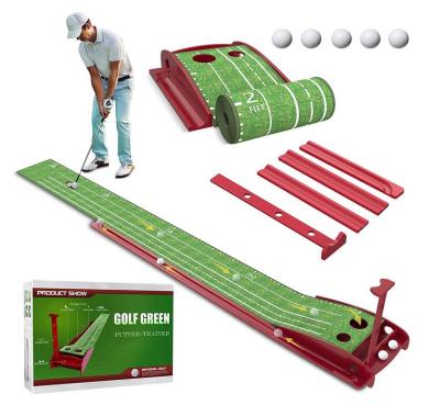 China Wooden Golf Putting Green Mat With Automatic Ball Return System Mini Golf Game Practice Equipment And Golf Gifts For Men's Home Office 9166 for sale