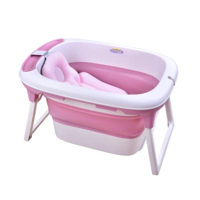 China LIKU Viable Foldable Freestanding Bathtubs Portable Household Tub Bath Basin with Cushion for Kids Baby Bathtub for sale