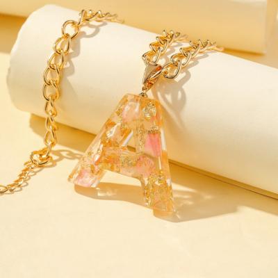 China Fashion A-Z Resin Flower Necklace English Cute Necklace 2020 Hiphop Capital Letter for sale