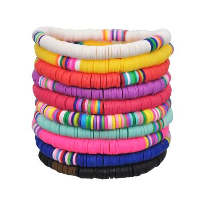 China Rainbow Vinyl Record Stackable Casual/Sporty Bracelets Women Beaded Stretch Bracelets Friendship Bracelets Elastic Layering Summer for sale