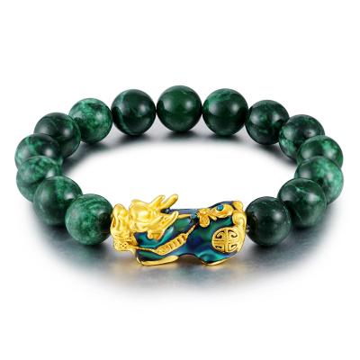 China 2020 Trendy Stone Jewelry Idea Pi Xiu Wealth Bracelet New Product Feng Shui Green Bracelet For Men Women Adjustable Rubber Band for sale