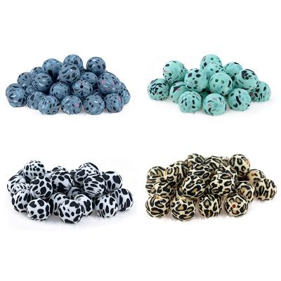 China Durable/Soft/Teething/Colorful Teething Leopard Baby Teether Terrazzo Hexagon 9/12/15/19mm Silicone Beads Wholesale 100pcs Wear Bead DIY Jewelry BPA Free for sale